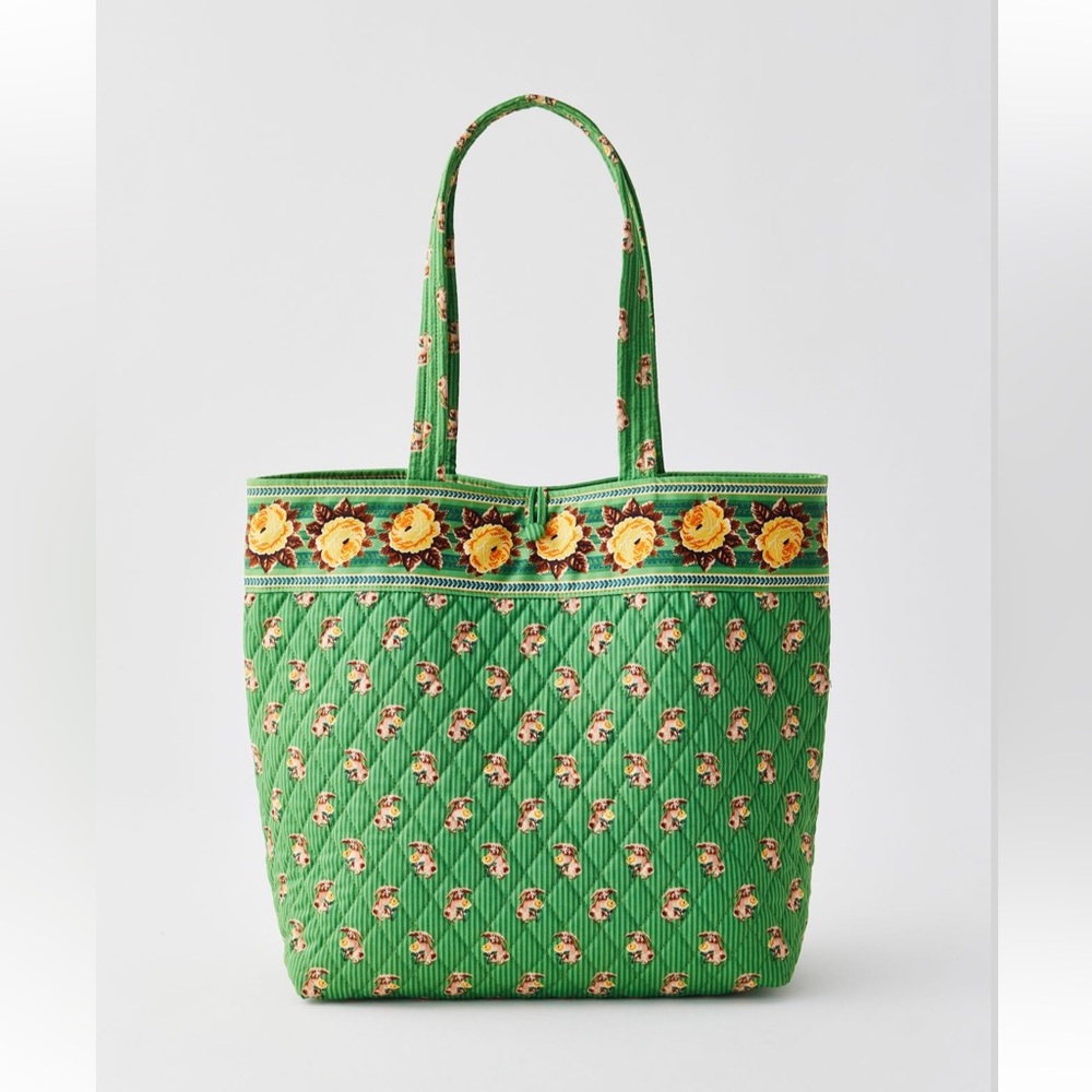 NWT Vera Bradley Floral Green Quilted Tote Bag